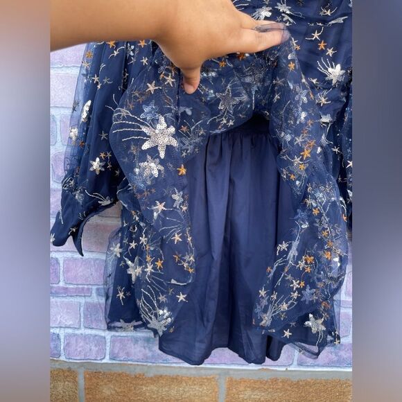 Sister Jane Shooting Star Embroidered Mini Dress Navy and Silver  medium - Picture 11 of 17